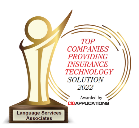 Award showing Language Services Associates named a Top Company Providing Insurance Technology Solution